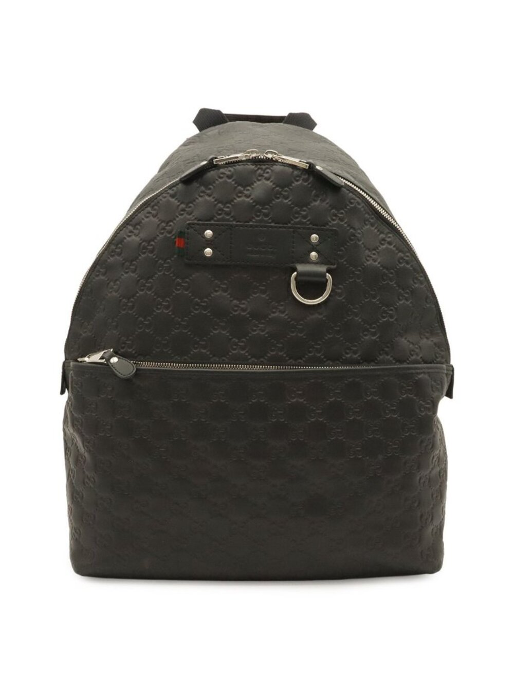 Gucci Guccissima Backpack Rubber-Coated Leather Black Silver